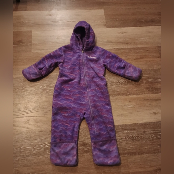 Columbia Full Zip Full Onepiece Bodysuit fleece bunting Tie Dye Pink & Purple - Picture 3 of 13